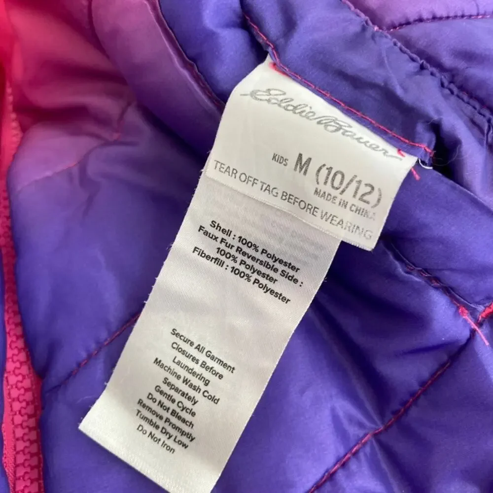 Eddie Bauer Reversible Deer Harbor Hooded Jacket - Pink Purple Ombre - M 10/12